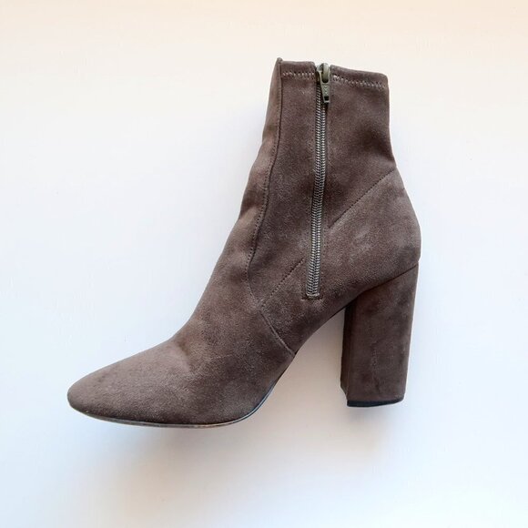 Aldo Forest Green / Taupe Ankle Length Block Heel Sock Boots Booties Size 9 - Picture 4 of 12